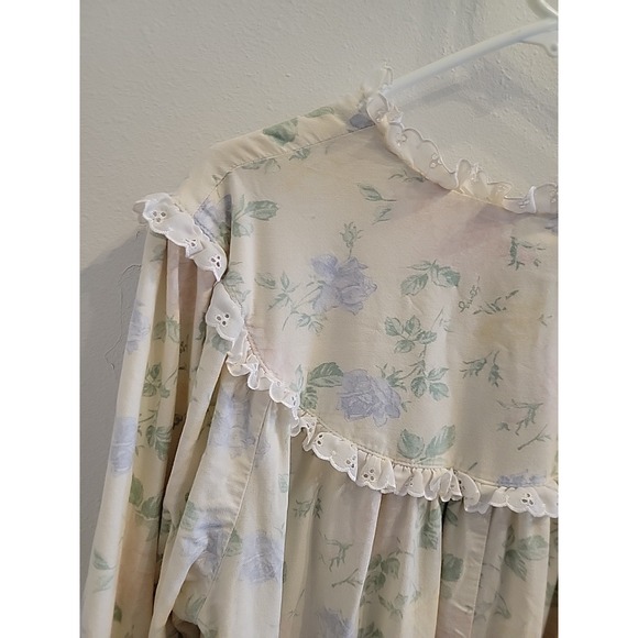 Lanz of Salzburg Night Gown Womens L Floral Eyelet Lace Vintage Cottage - Picture 10 of 14